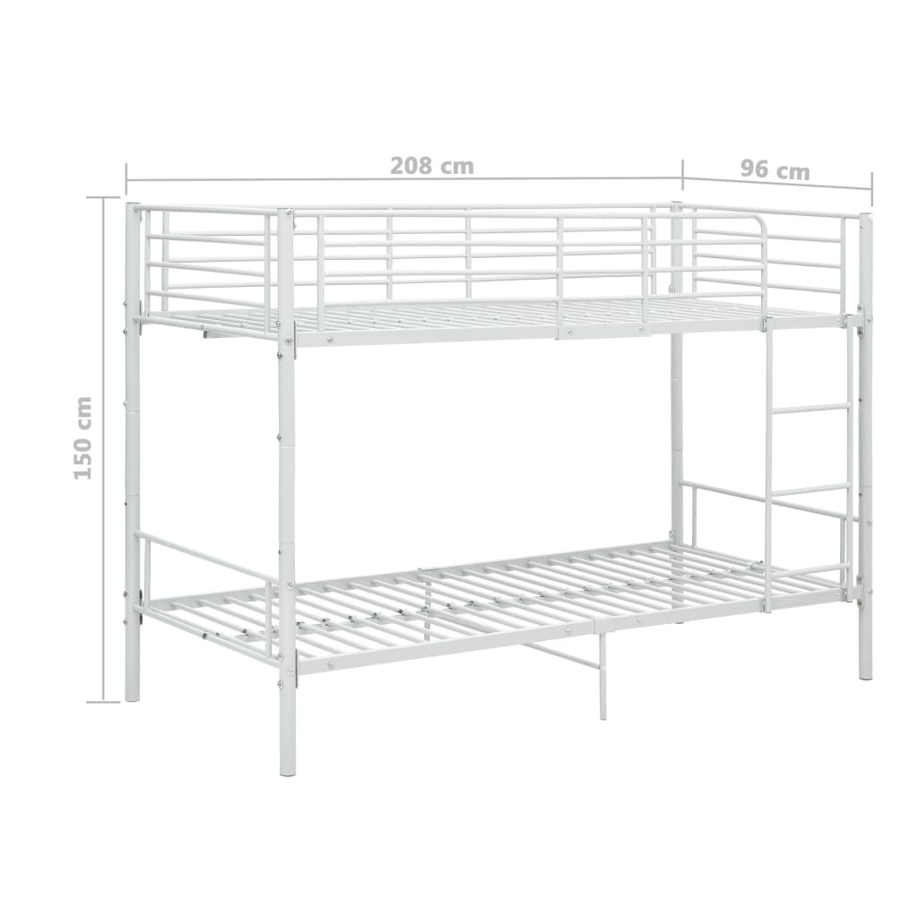 vidaXL Cama litera de metal blanca 90x200 cm