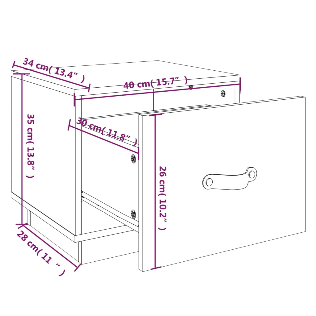 vidaXL Mesitas de noche 2 uds madera maciza de pino negro 40x34x35 cm