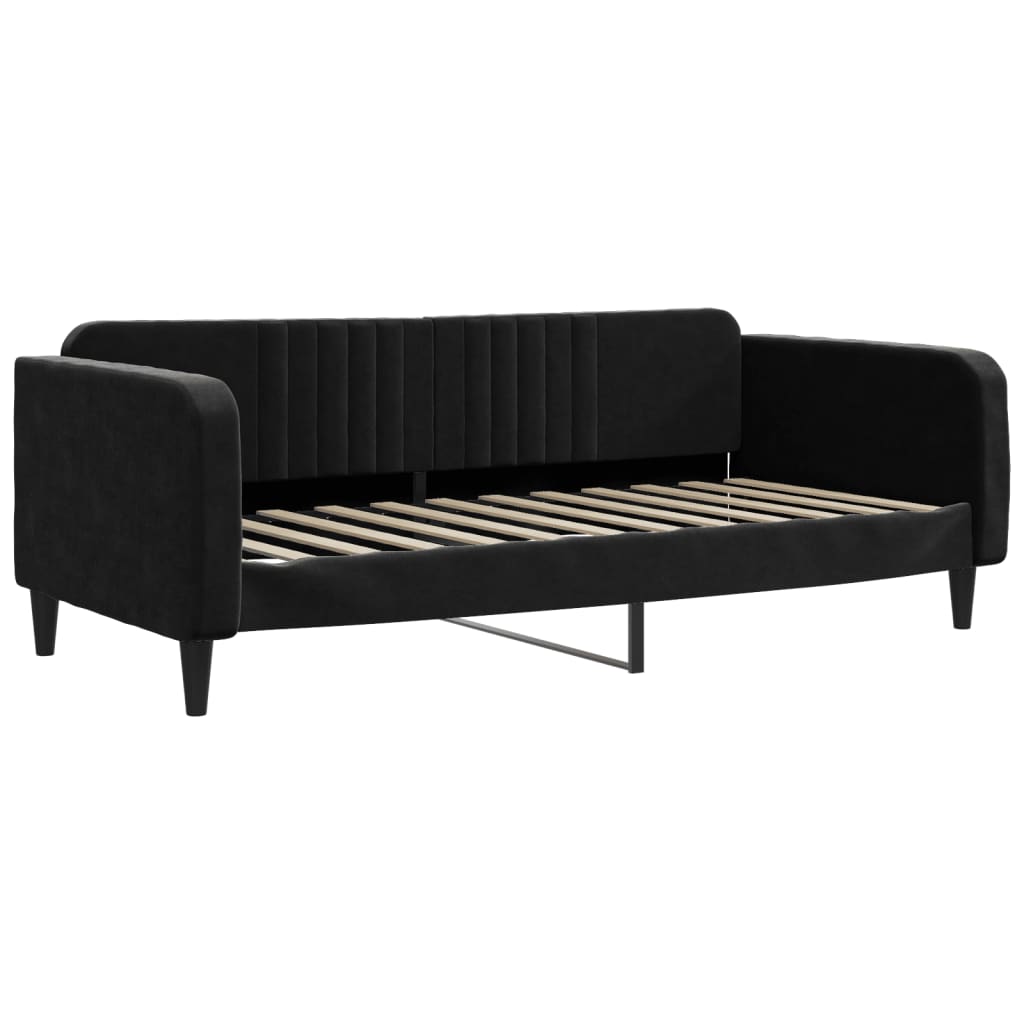 vidaXL Sofá cama con colchón terciopelo negro 90x200 cm