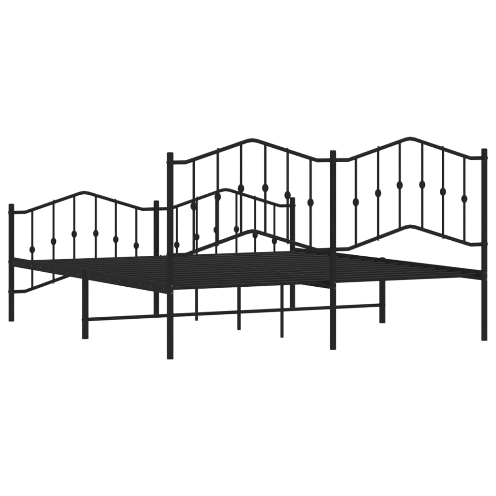 vidaXL Estructura cama sin colchón con estribo metal negro 183x213 cm