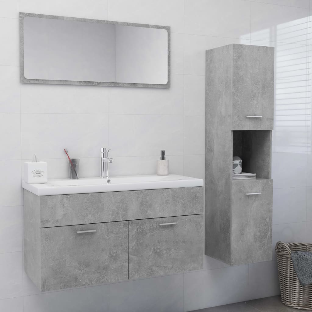 vidaXL Juego de muebles de baño madera de ingeniería gris hormigón