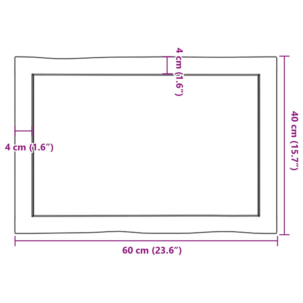 vidaXL Tablero de mesa madera maciza borde natural 60x40x(2-6) cm