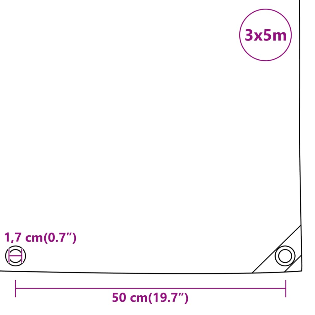 vidaXL Lona gris antracita 3x5 m 650 g/m²