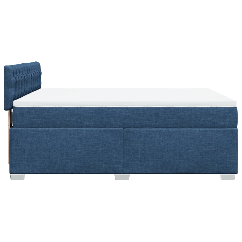 vidaXL Cama box spring con colchón tela azul 160x200 cm