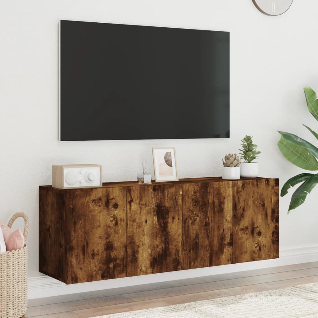 vidaXL Muebles para TV de pared 2 unidades roble ahumado 60x30x41 cm