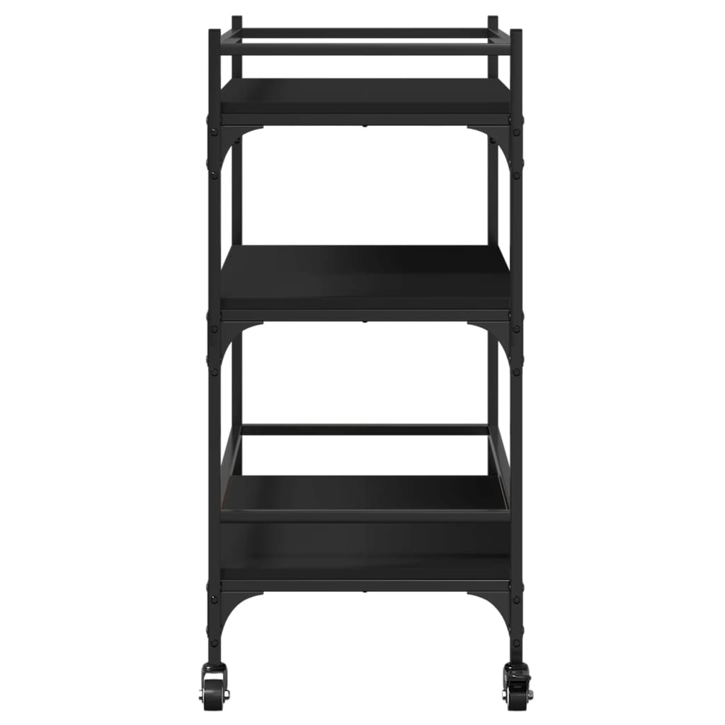 vidaXL Carrito de cocina de madera de ingeniería negro 65x40x86,5 cm