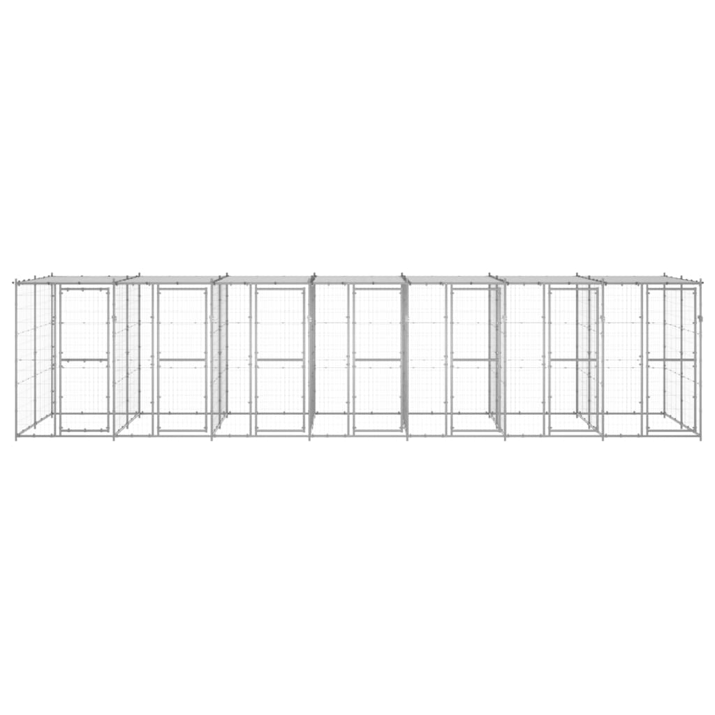 vidaXL Perrera de exterior de acero galvanizado con techo 16,94 m²