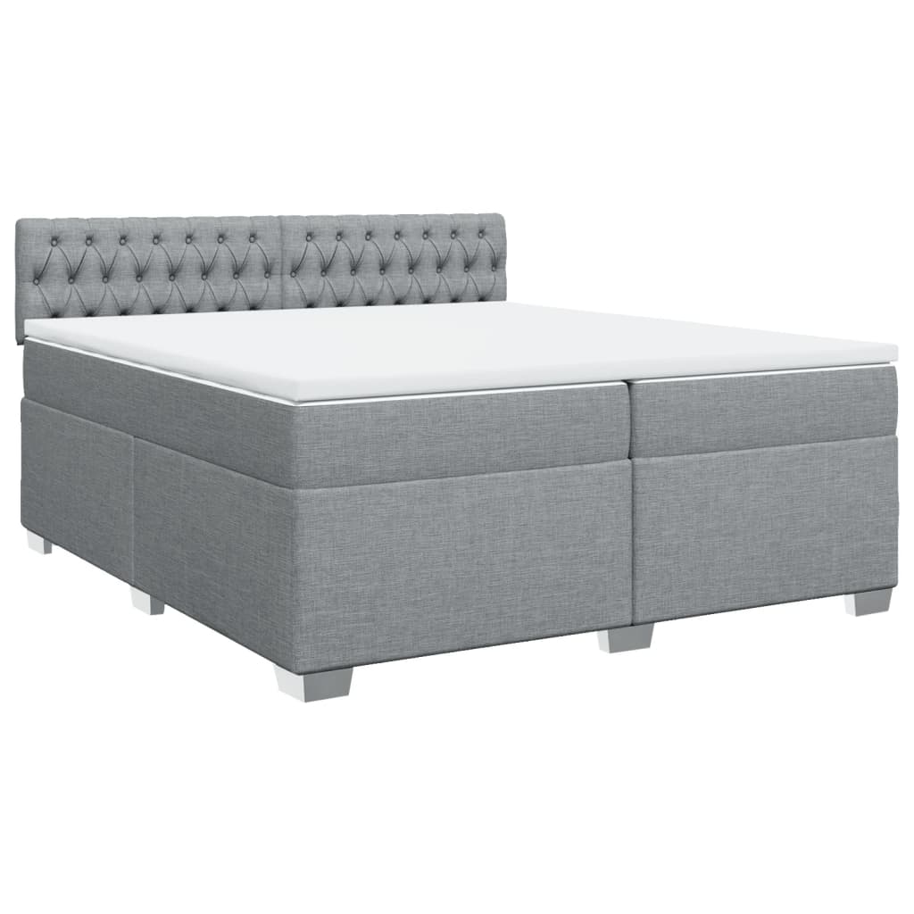 vidaXL Cama box spring con colchón tela gris claro 200x200 cm