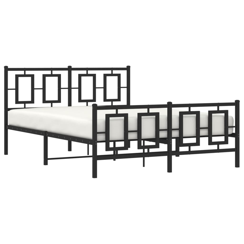 vidaXL Estructura cama sin colchón con estribo metal negro 135x190 cm