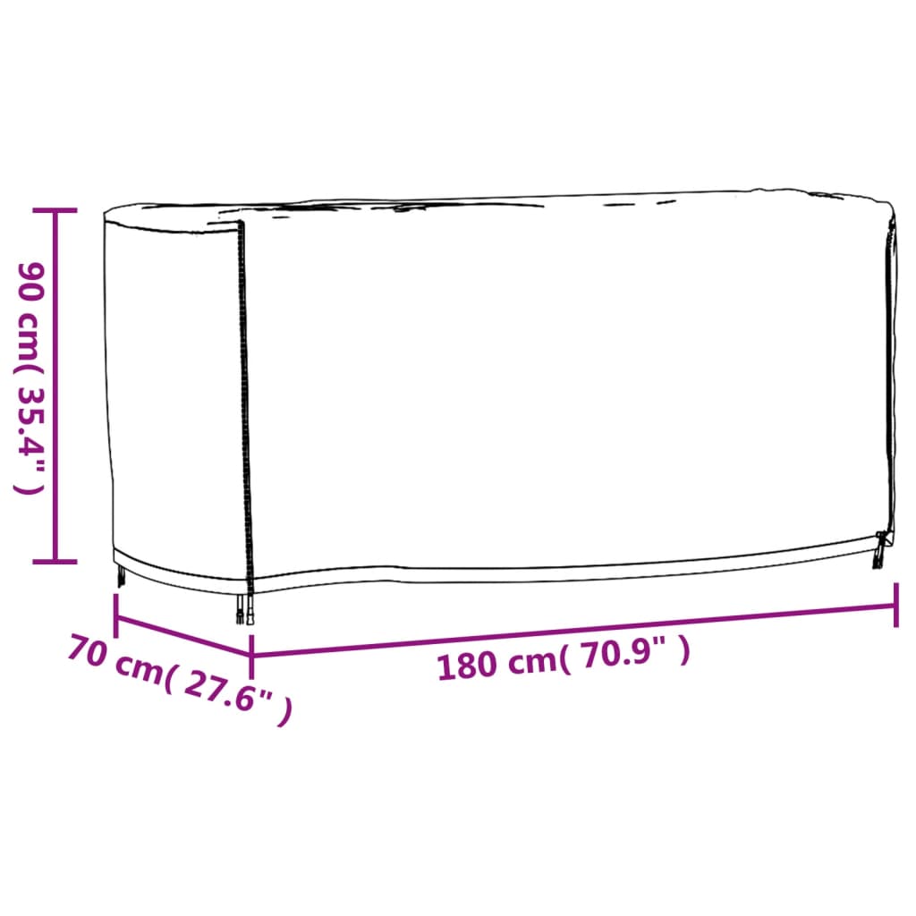 vidaXL Cubierta de muebles de jardín 420D impermeable 180x70x90 cm