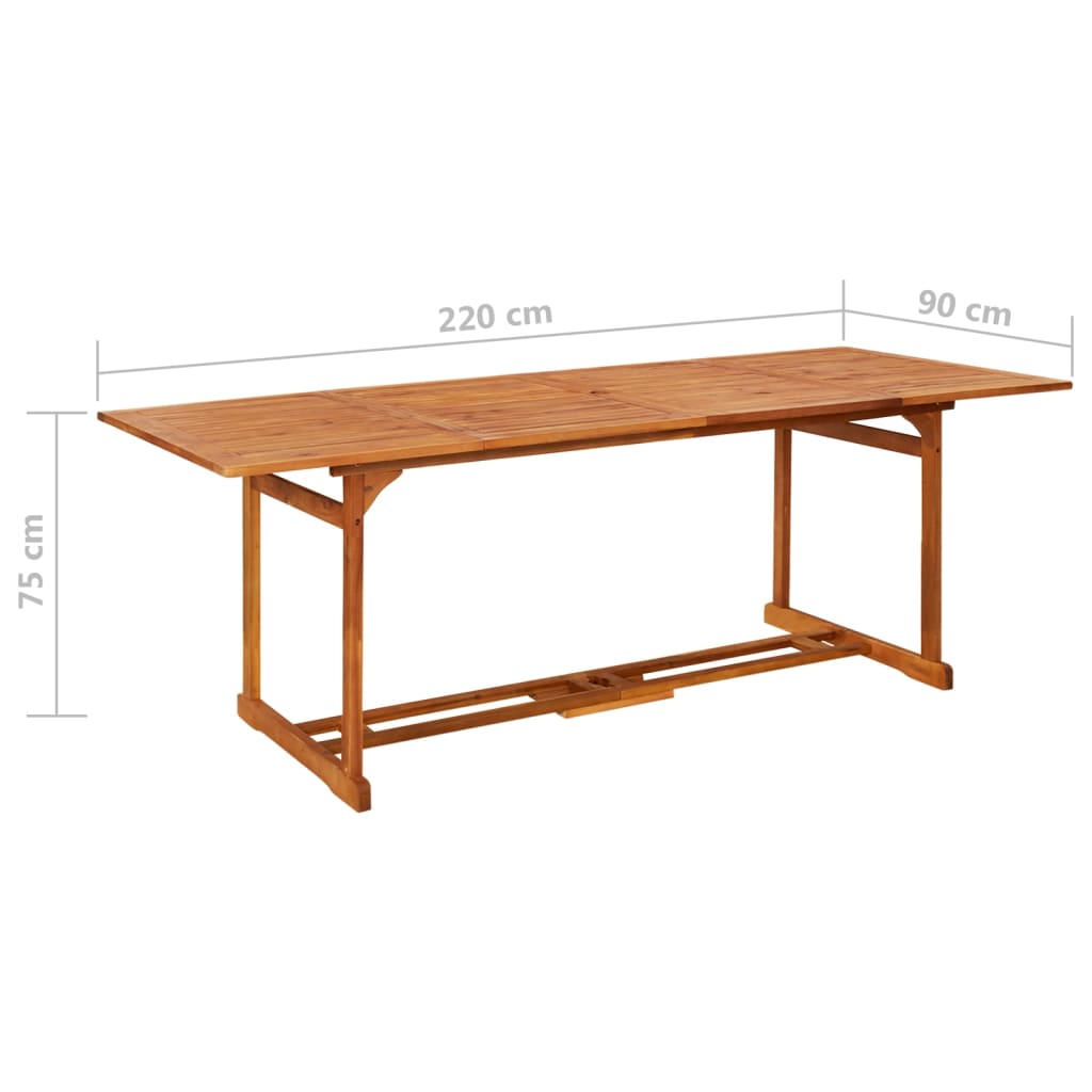 vidaXL Set comedor de jardín 9 piezas madera maciza acacia 220x90x75cm