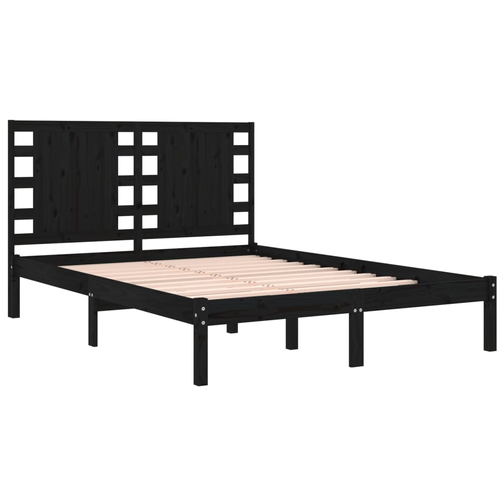 vidaXL Estructura de cama de madera maciza de pino negra 200x200 cm