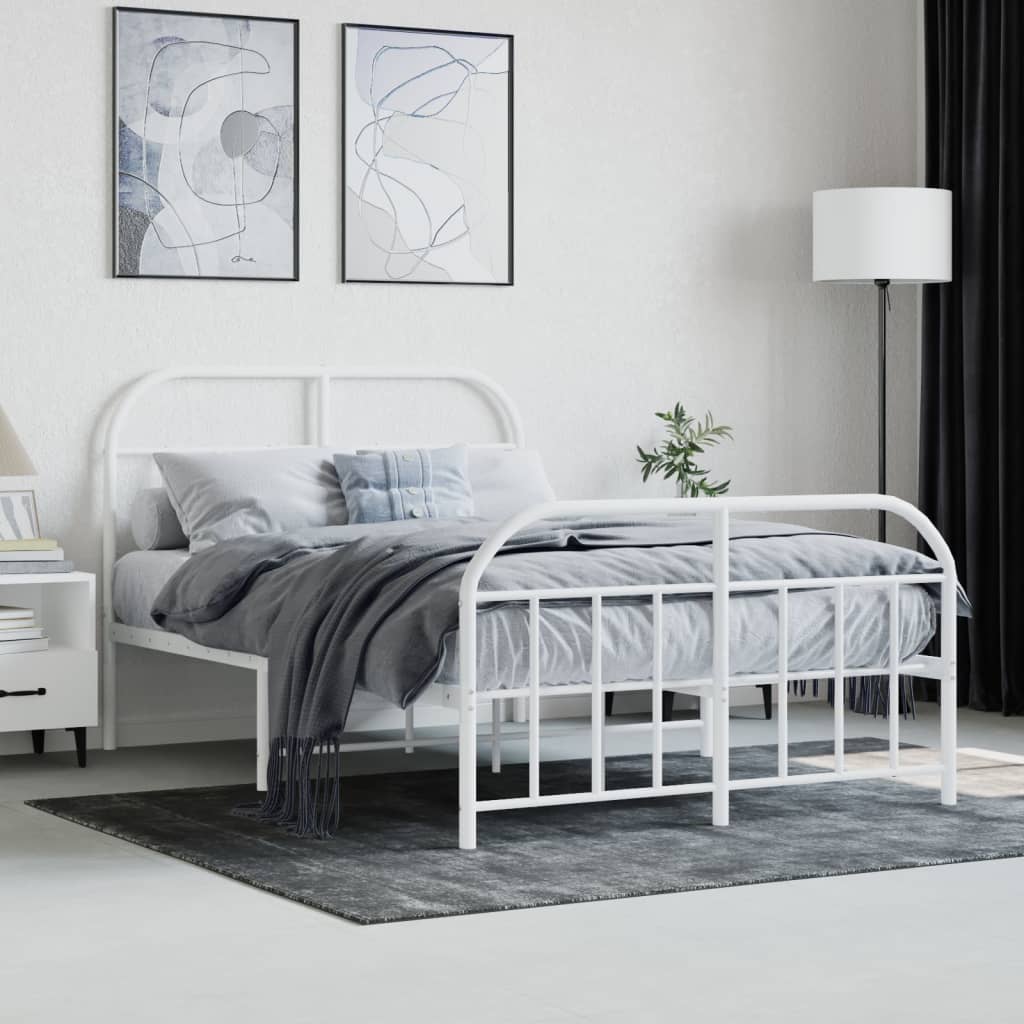 vidaXL Estructura cama sin colchón con estribo metal blanco 120x190 cm