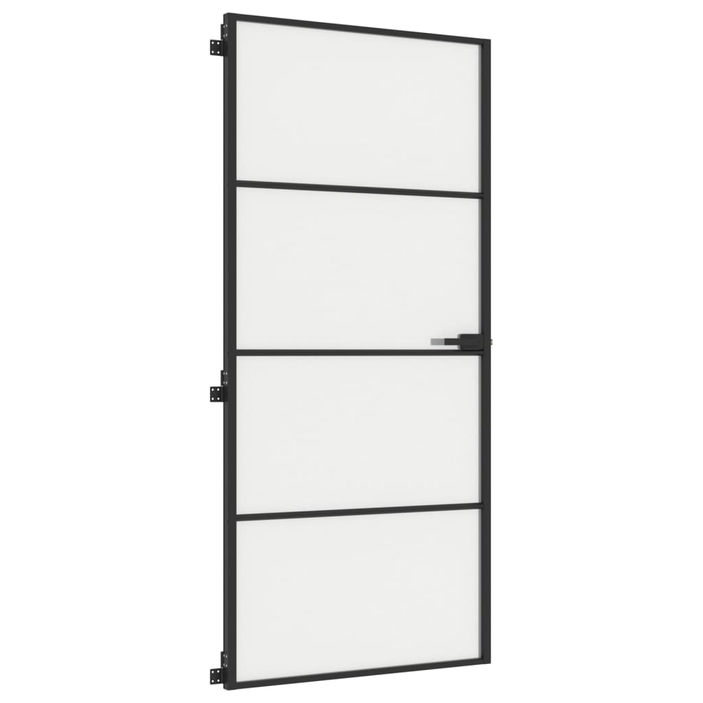 vidaXL Puerta interior delgada negra vidrio y aluminio 93x201,5 cm