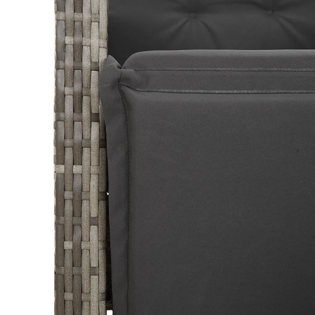 vidaXL Set comedor de jardín 5 piezas con cojines ratán sintético gris