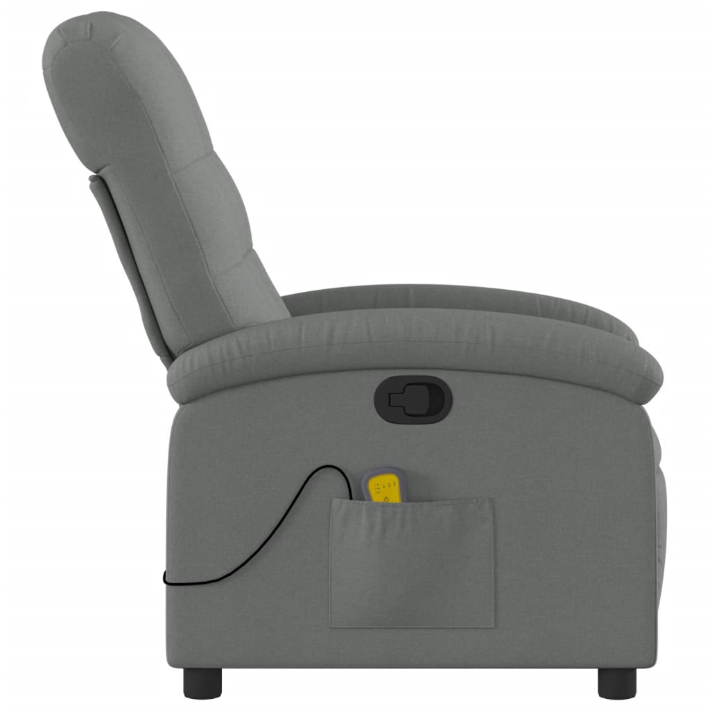 vidaXL Sillón de masaje reclinable de tela gris oscuro