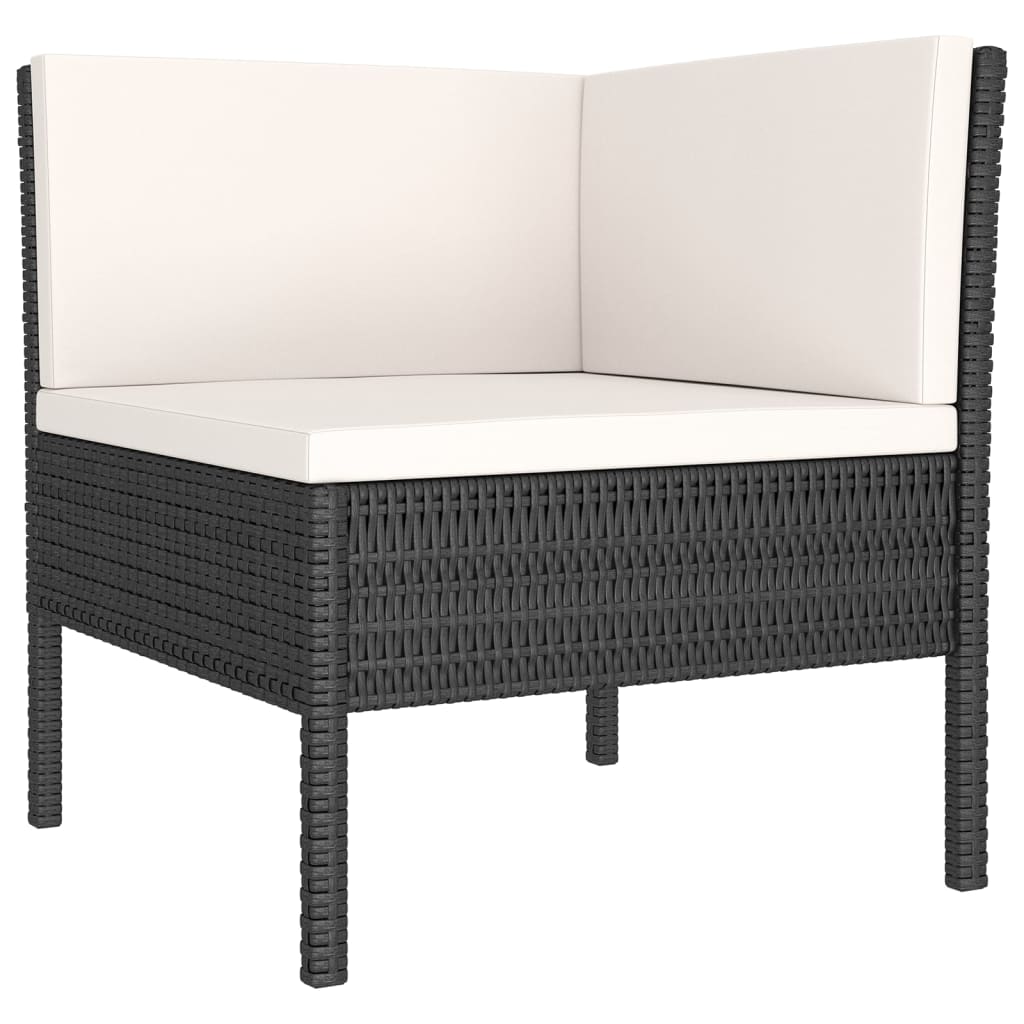 vidaXL Set de muebles de jardín 11 pzas cojines ratán sintético negro