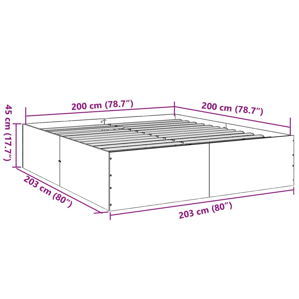 vidaXL Estructura de cama madera de ingeniería roble Sonoma 200x200 cm