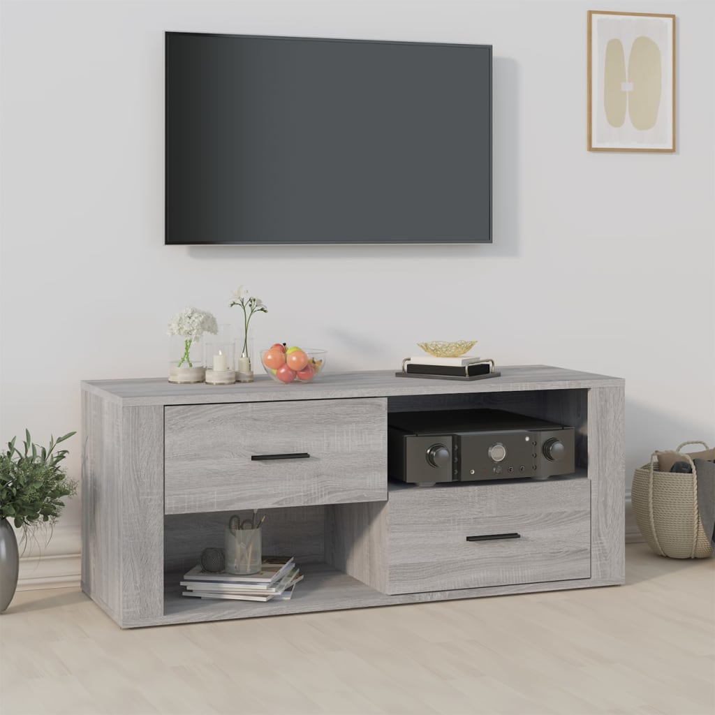 vidaXL Mueble de TV madera contrachapada gris Sonoma 100x35x40 cm