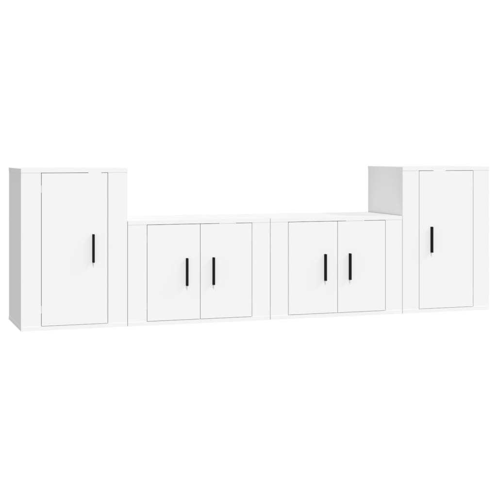 vidaXL Set de muebles para TV 4 piezas madera contrachapada blanco