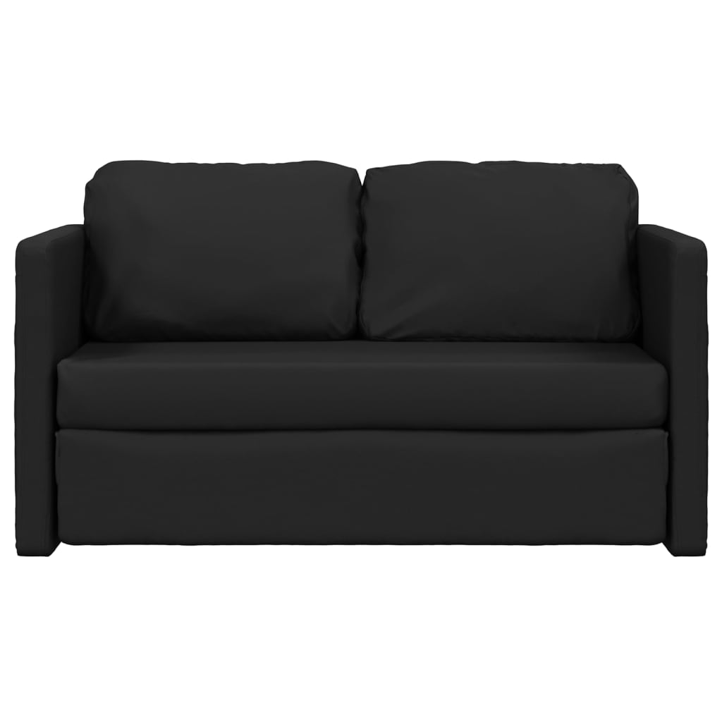 vidaXL Sofá cama de suelo 2 en 1 cuero sintético negro 112x174x55 cm