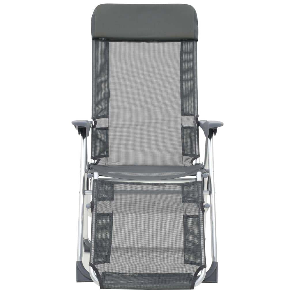 vidaXL Sillas de camping plegables con reposapiés 2 uds textilene gris