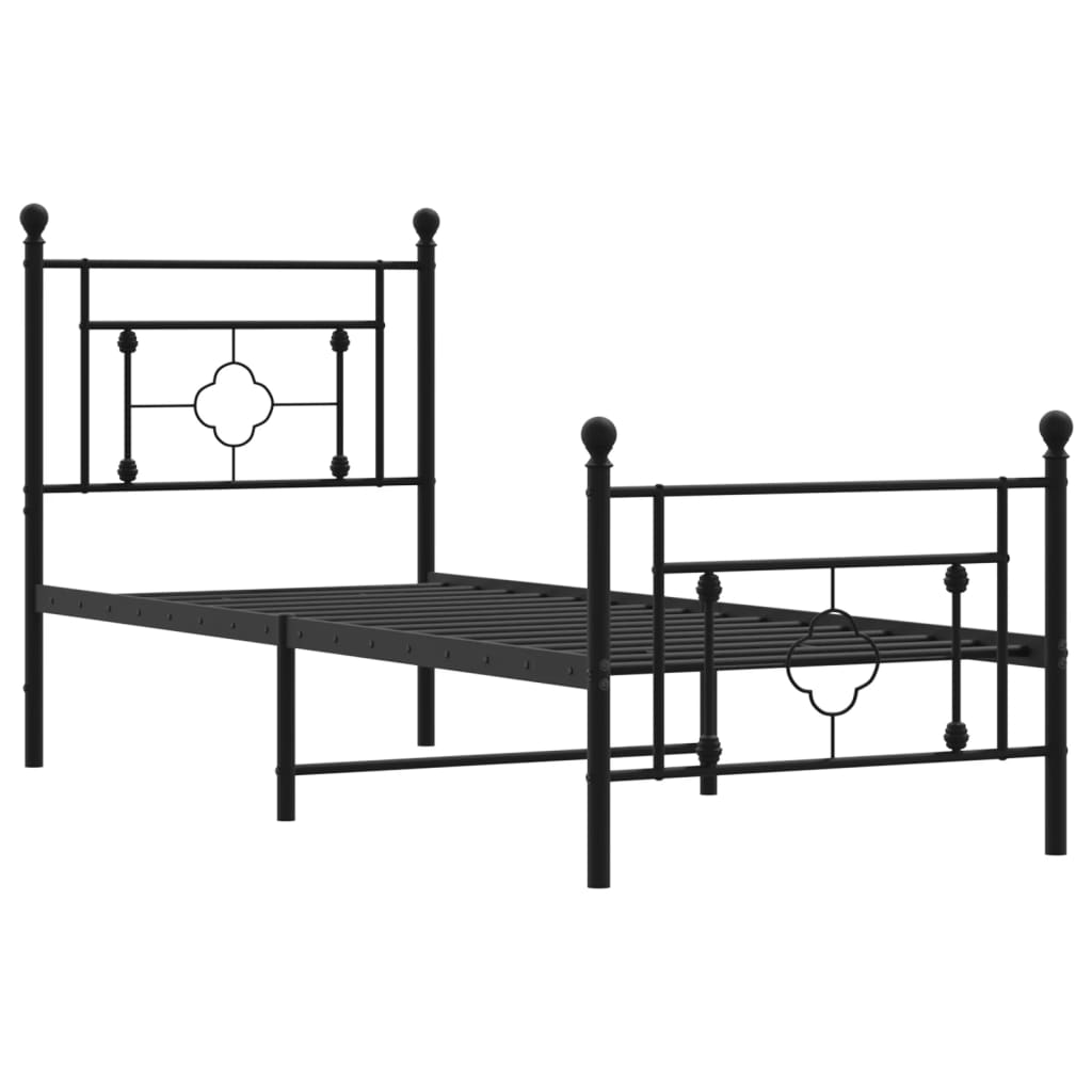 vidaXL Estructura cama sin colchón con estribo metal negro 80x200 cm