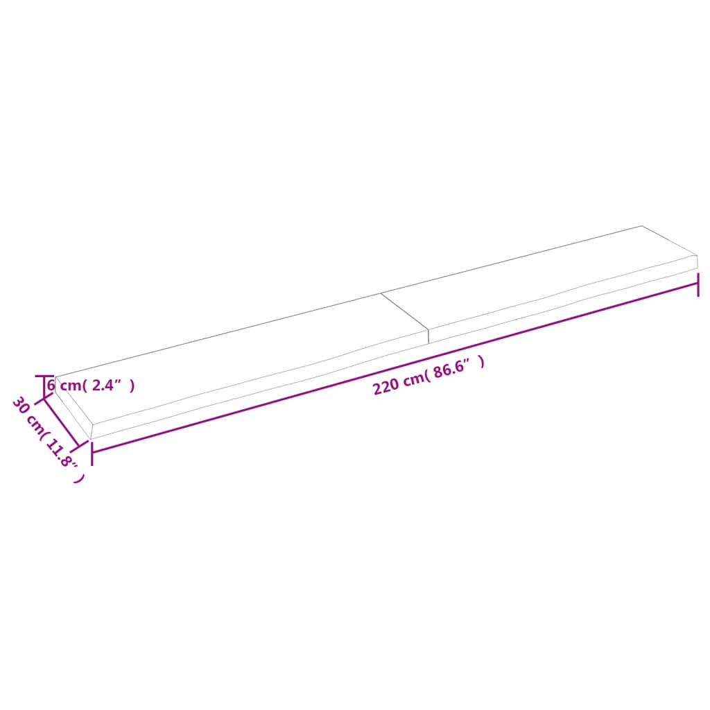 vidaXL Estante pared madera roble tratada marrón oscuro 220x30x(2-6)cm