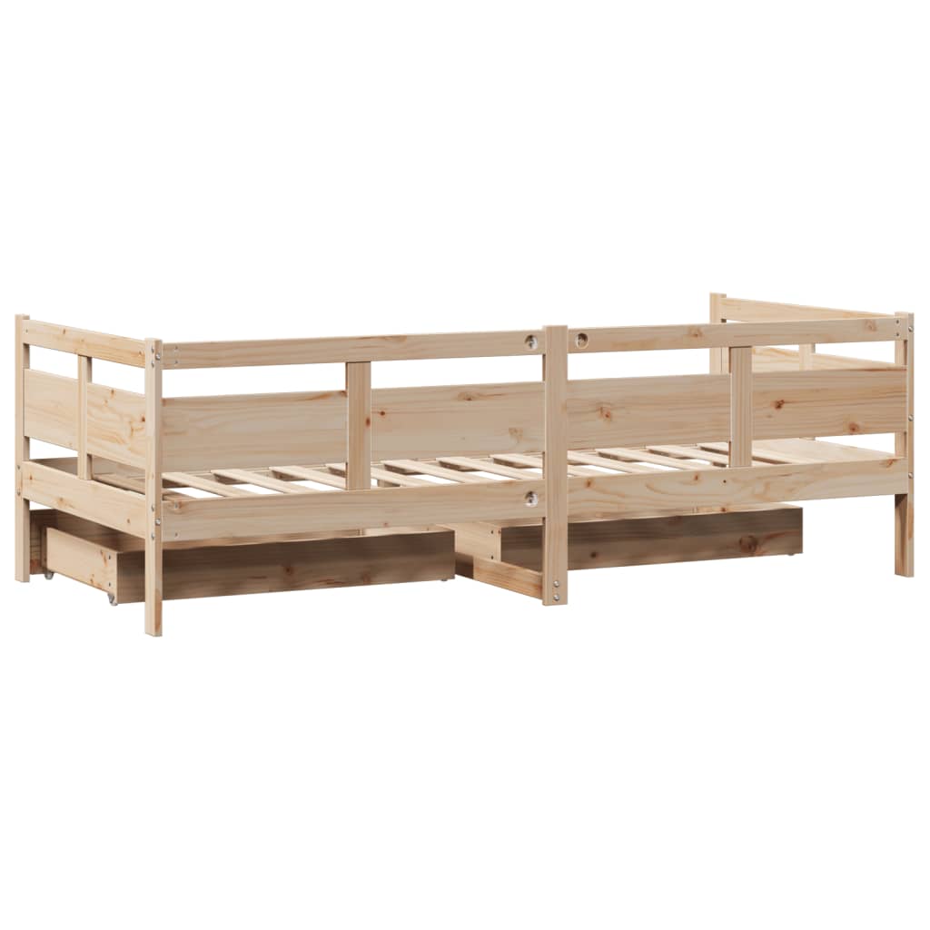 vidaXL Sofá cama con cajones madera maciza de pino 80x200 cm