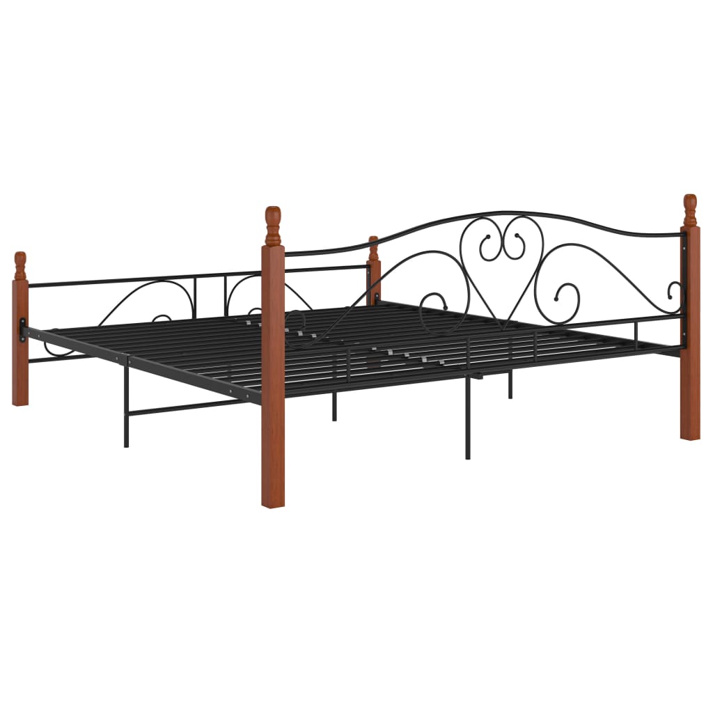 vidaXL Estructura de cama sin colchón metal negro 180x200 cm