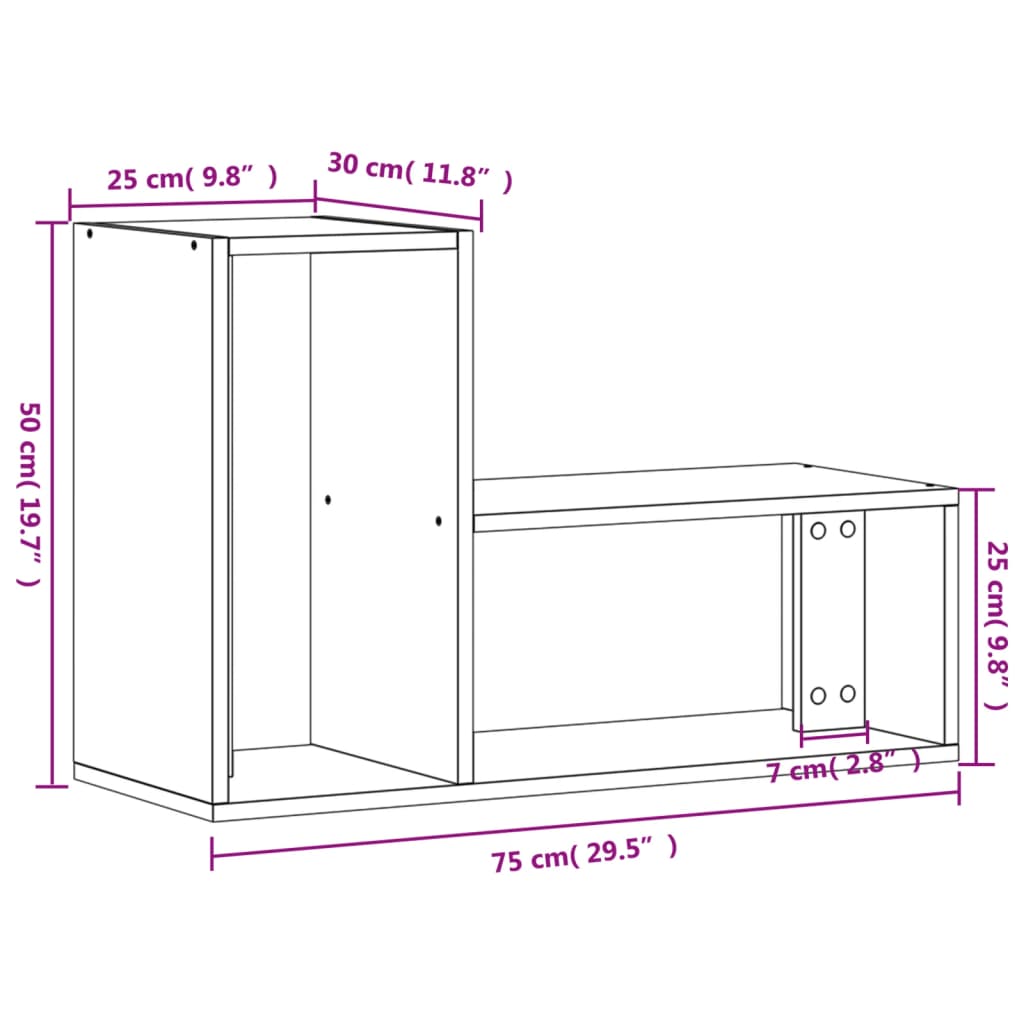 vidaXL Muebles de TV 2 uds madera ingeniería gris Sonoma 75x30x50 cm