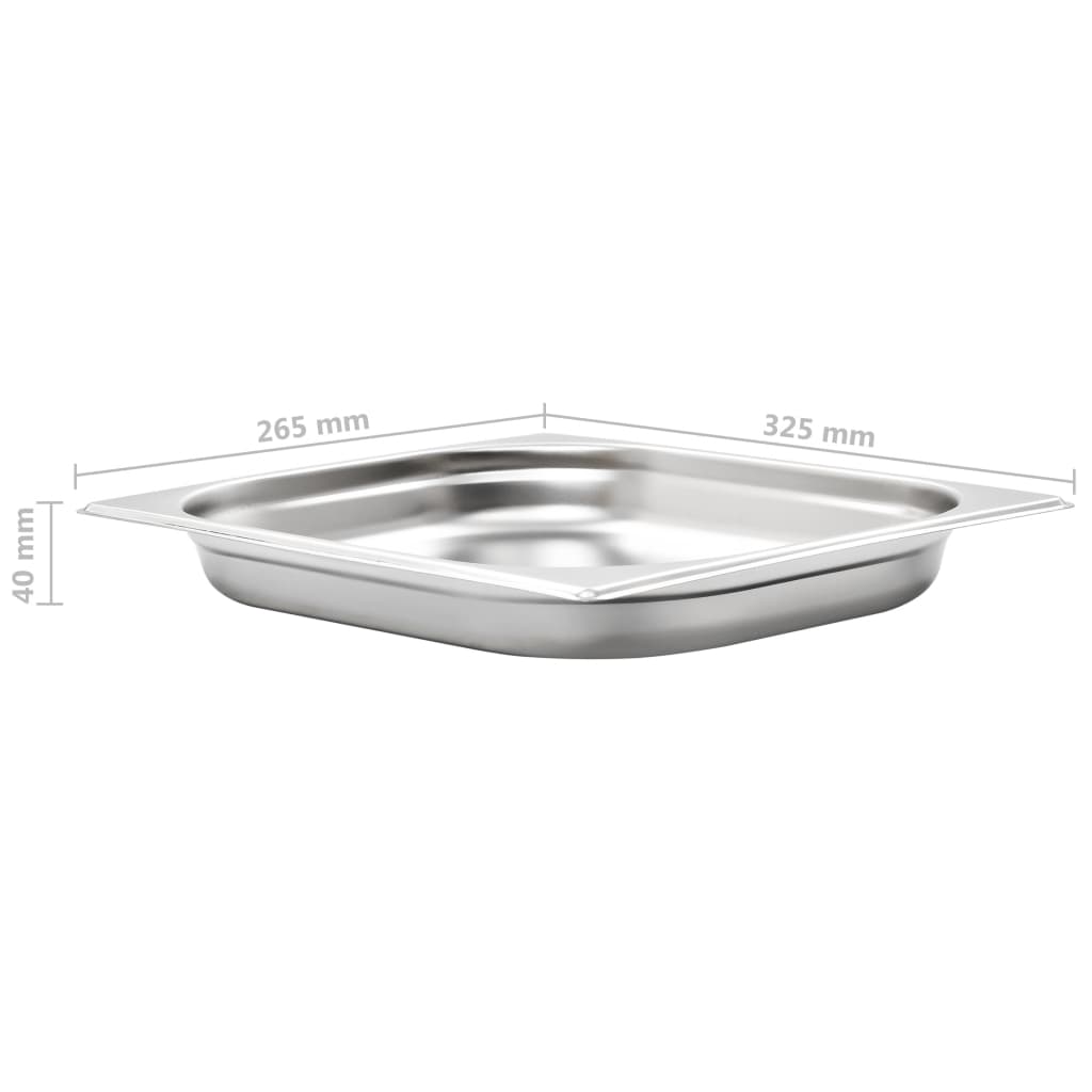 vidaXL Bandejas Gastronorm 8 unidades GN 1/2 40 mm acero inoxidable