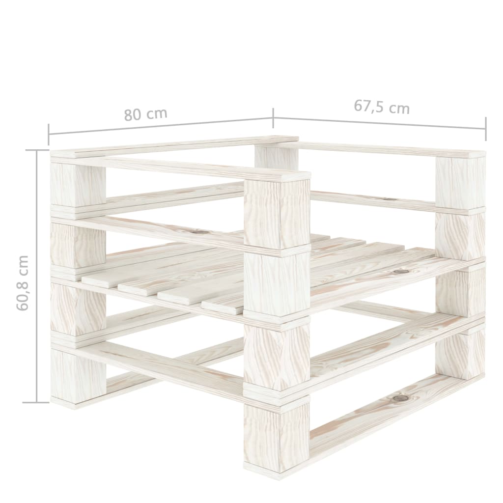 vidaXL Juego de muebles de palés para jardín 7 piezas madera blanco