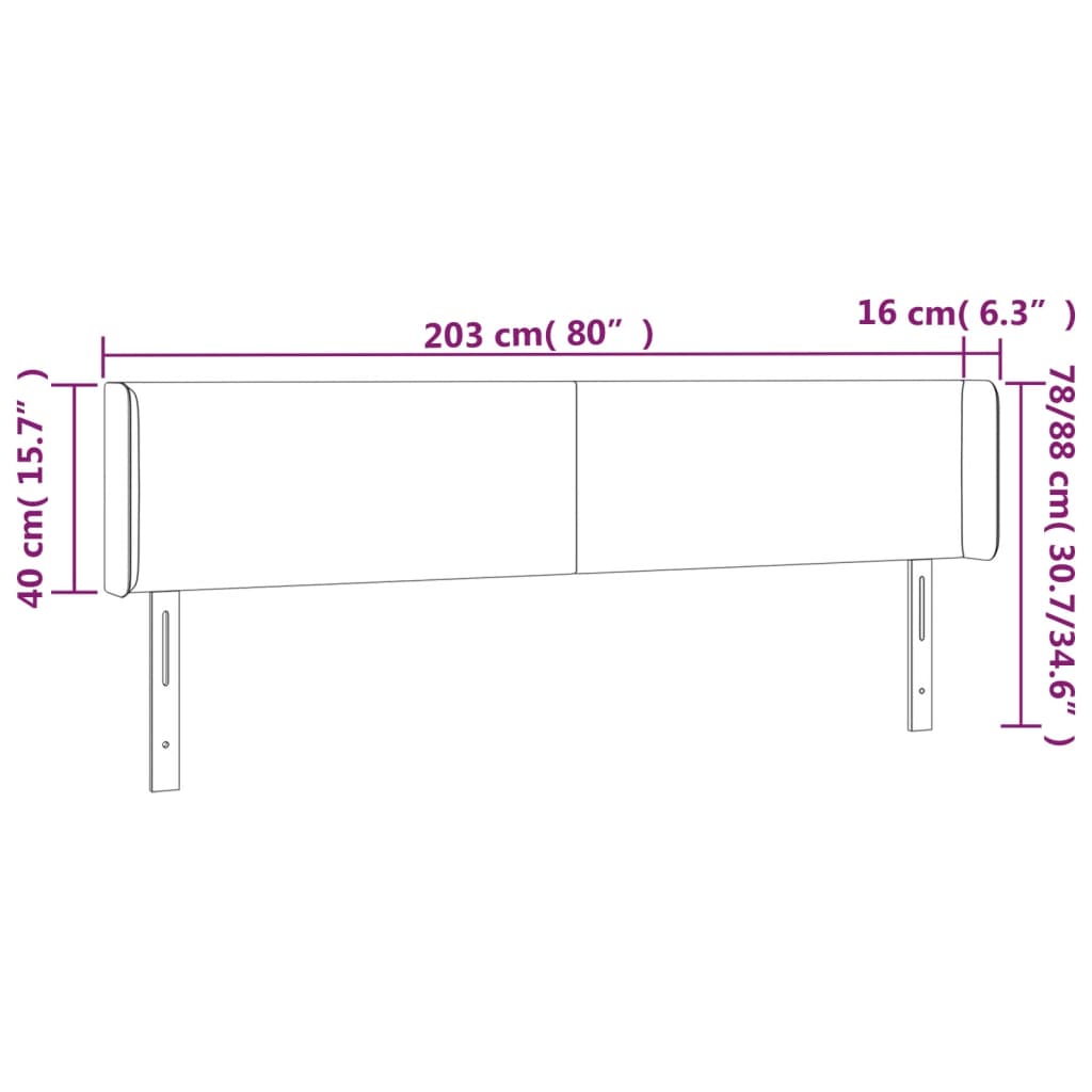 vidaXL Cabecero de tela gris oscuro 203x16x78/88 cm