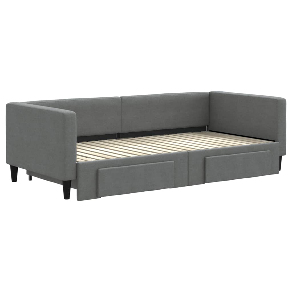 vidaXL Sofá cama nido con cajones tela gris oscuro 90x190 cm