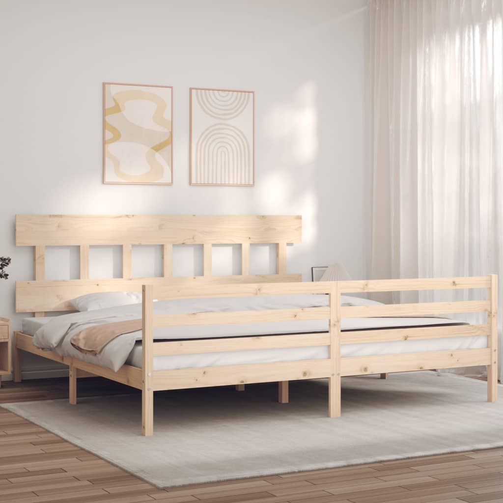 vidaXL Estructura de cama con cabecero madera maciza 200x200 cm