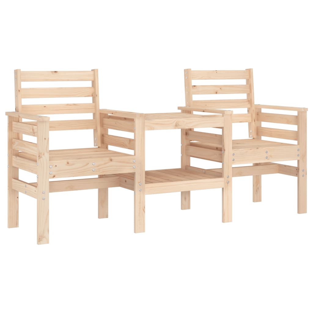 vidaXL Banco de jardín con mesa 2 plazas madera maciza de pino