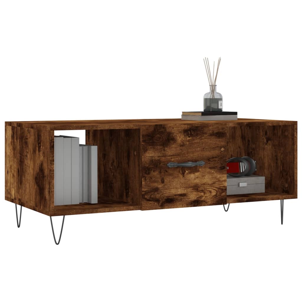 vidaXL Mesa de centro madera contrachapada roble ahumado 102x50x40 cm