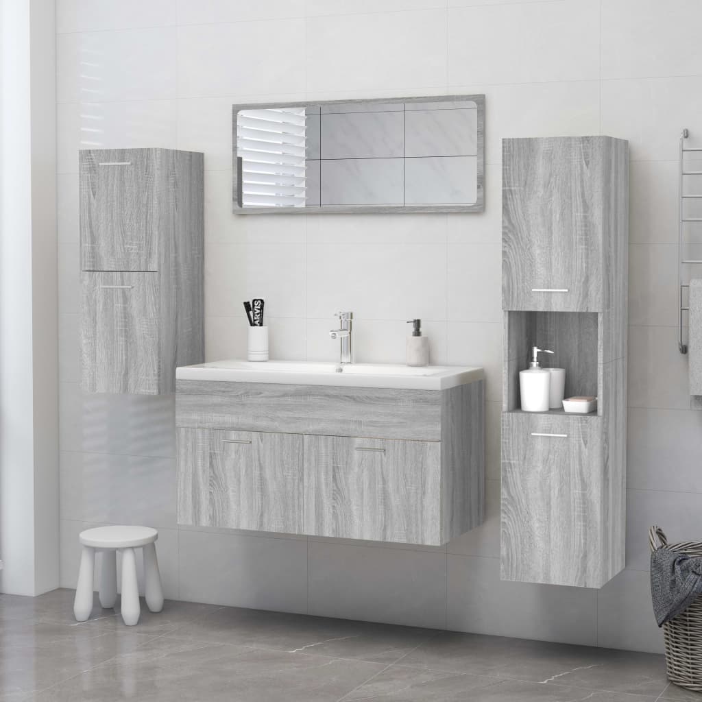 vidaXL Armario de baño madera contrachapada gris Sonoma 30x30x130 cm