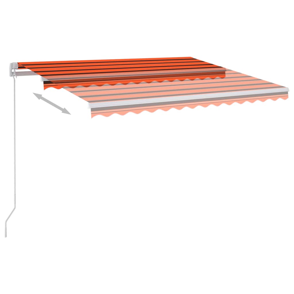 vidaXL Toldo manual retráctil con LED naranja y marrón 300x250 cm