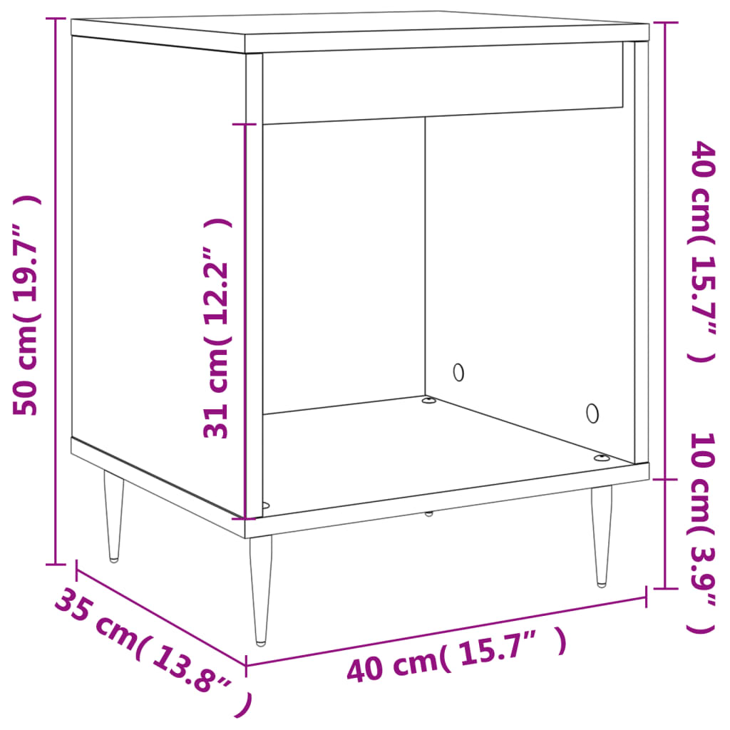 vidaXL Mesitas de noche 2 uds madera de ingeniería blanco 40x35x50 cm