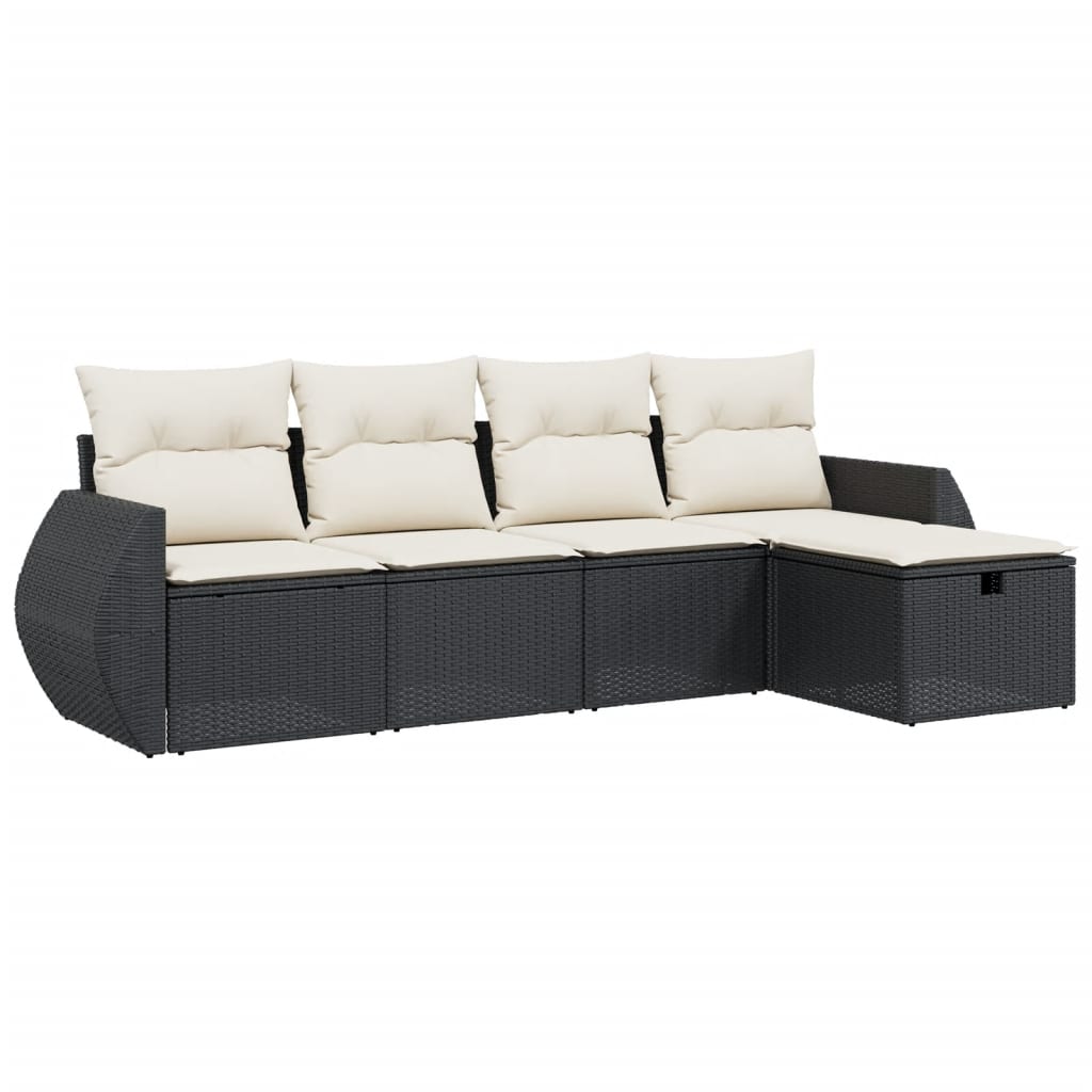 vidaXL Set de muebles de jardín 5 pzas y cojines ratán sintético negro