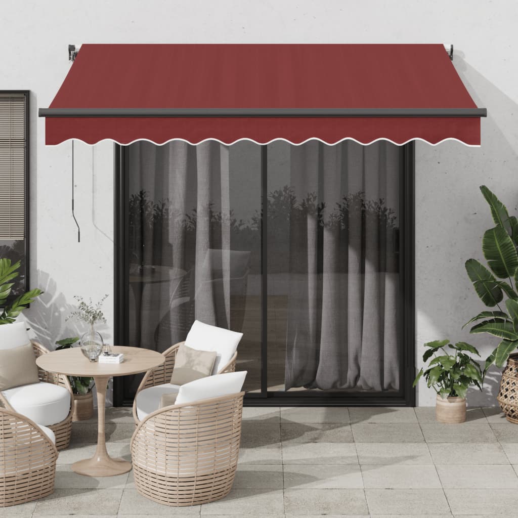 vidaXL Toldo retráctil automático con luces LED burdeos 300x250 cm