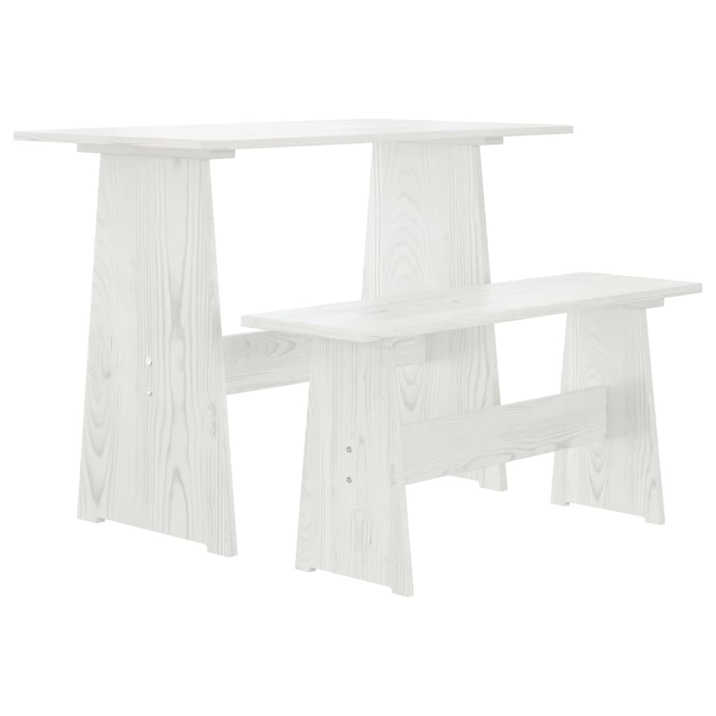 vidaXL Mesa de comedor con banco REINE madera maciza de pino blanco