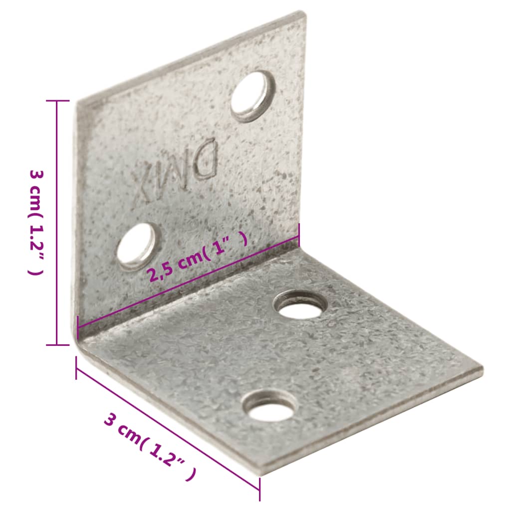 vidaXL Escuadra angular 150 uds acero galvanizado 2 mm 30x25x30 mm