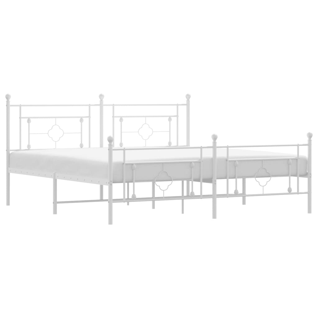 vidaXL Estructura cama sin colchón con estribo metal blanco 180x200 cm