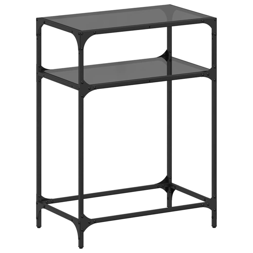 vidaXL Mesa consola con superficie de vidrio negro acero 60x35x81 cm