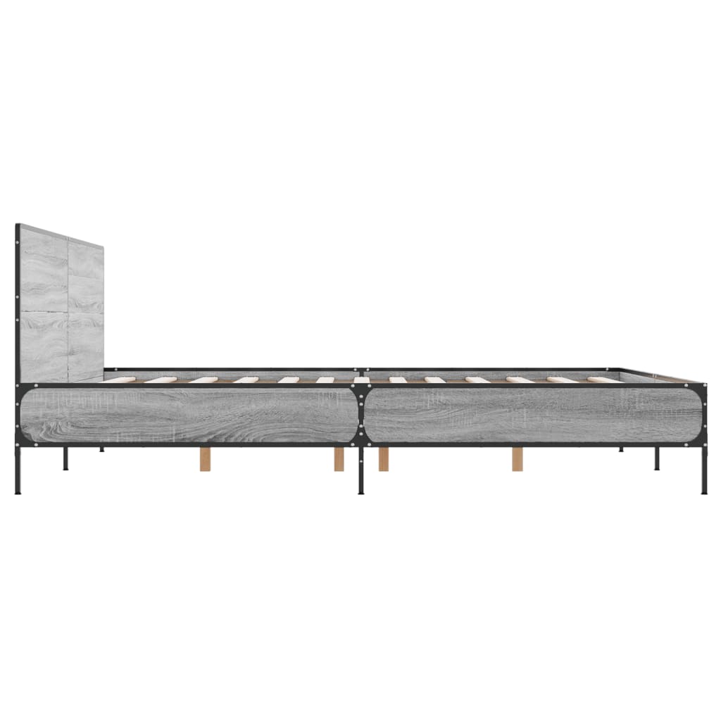 vidaXL Estructura cama madera ingeniería metal gris Sonoma 140x200 cm