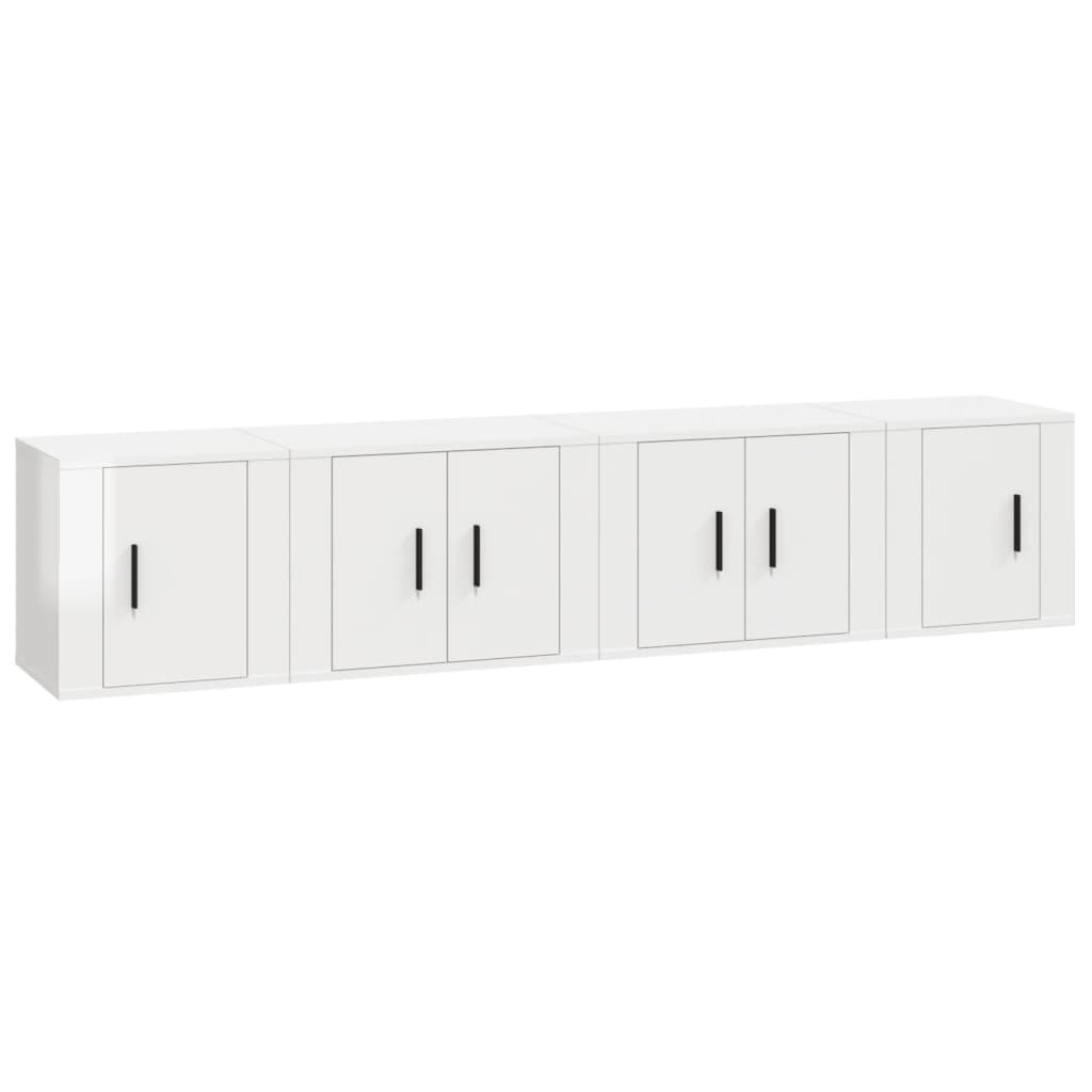 vidaXL Set de muebles de TV 4 pzas madera contrachapada blanco brillo