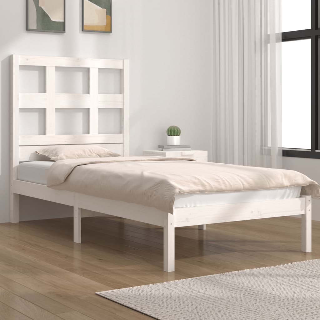 vidaXL Estructura de cama madera maciza de pino blanco 90x200 cm